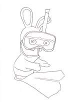 coloriage lapin cretin en tenue de plongee